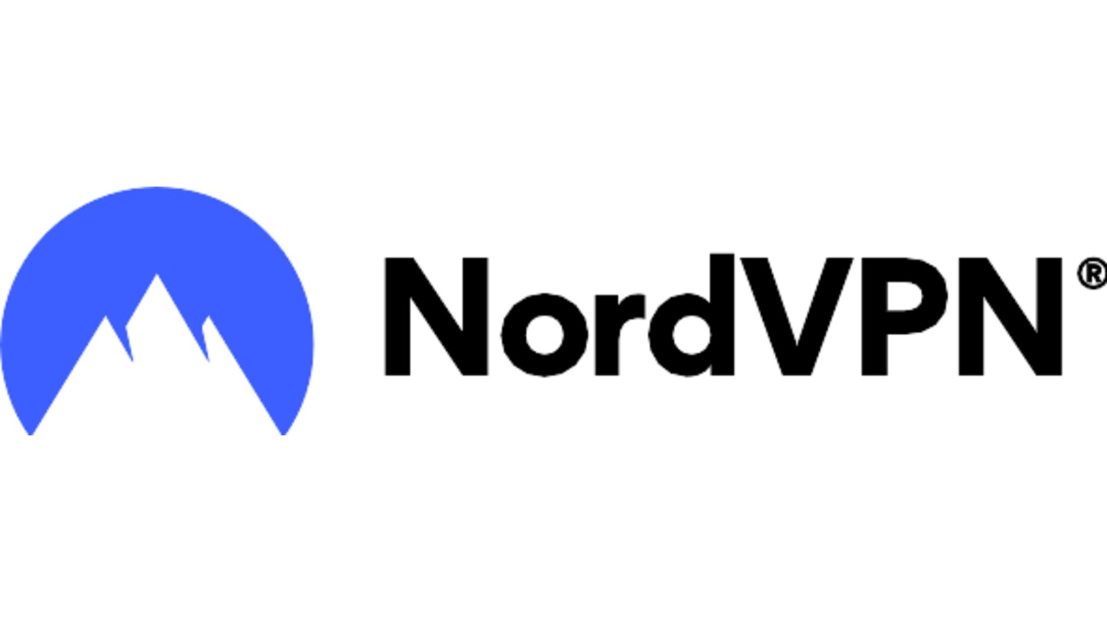NordVPN official wordmark and mountain logo on a white background
